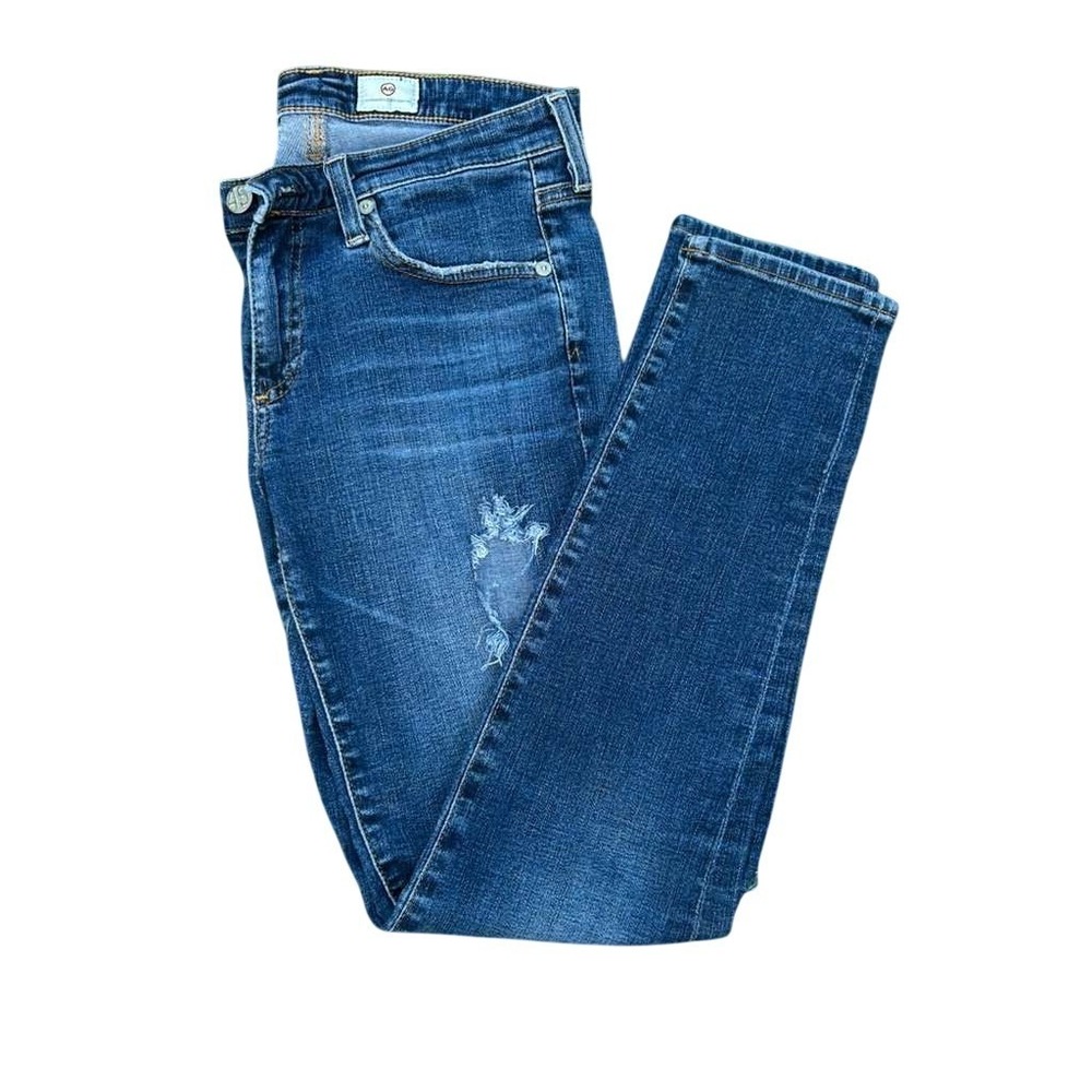 AG Adriano Goldschmied The Stevie Ankle Slim Straight Distressed Jeans‎ Blue 27